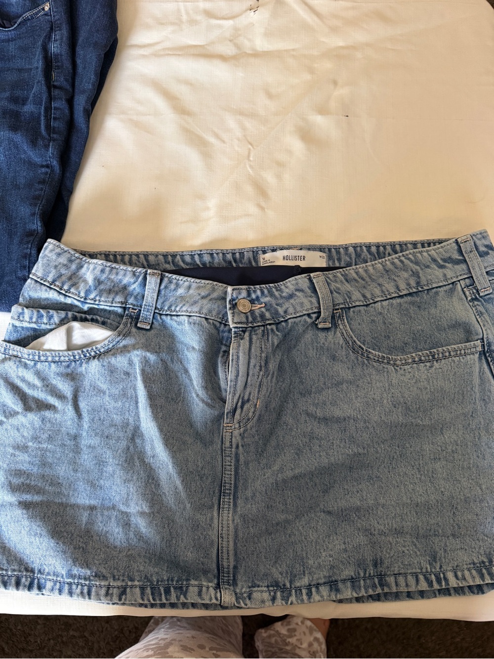 Hollister Light Blue Denim Mini Skirt